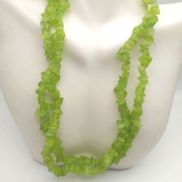 Genuine‎ peridot nugget heavy long length necklace 72 grams!